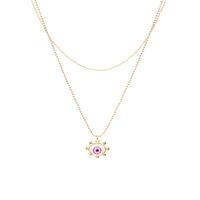 Einfache Doppelschicht Vergoldete Perlen Harz Auge Anhänger Halskette Großhandel Nihaojewelry sku image 4