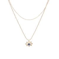 Einfache Doppelschicht Vergoldete Perlen Harz Auge Anhänger Halskette Großhandel Nihaojewelry sku image 5