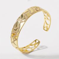 European And American Style Simple Personality Geometric Copper Inlaid Zirconium Open-ended Bracelet Female Ins Internet Hot Fashionable Real Gold Plating Bracelet sku image 1