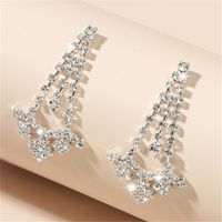 Korean Long Full Diamond Tassel Exaggerated Earrings 2021 New Trendy Fashion Female Earrings sku image 1