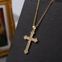 European And American Trendy Unique Copper Inlaid Zircon Cross Necklace Female Korean Cute Real Gold Plating Pendant Jewelry main image 4