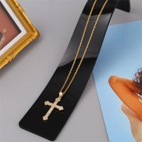 European And American Trendy Unique Copper Inlaid Zircon Cross Necklace Female Korean Cute Real Gold Plating Pendant Jewelry main image 5