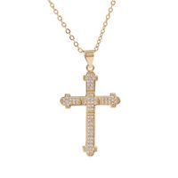 European And American Trendy Unique Copper Inlaid Zircon Cross Necklace Female Korean Cute Real Gold Plating Pendant Jewelry main image 6