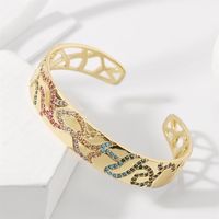 European And American Style Simple Personality Geometric Copper Inlaid Zirconium Open-ended Bracelet Female Ins Internet Hot Fashionable Real Gold Plating Bracelet main image 3