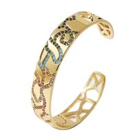European And American Style Simple Personality Geometric Copper Inlaid Zirconium Open-ended Bracelet Female Ins Internet Hot Fashionable Real Gold Plating Bracelet main image 6