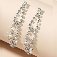 Korean Full Diamond Long Earrings Female 2021 Spring Style Exaggerated Earrings Wholesale sku image 1