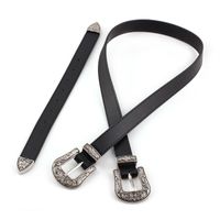 Fashion Woman Leather Metal Double Buckle Belt Strap For Dress Jeans Nhpo134144 sku image 2