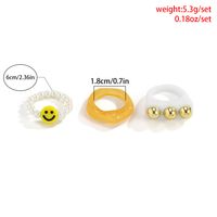 Personalized Geometric Multi-color Smiley Pearl Set Rings Europe And America Cross Border Fashion Hollowed-out Acrylic Ring main image 5
