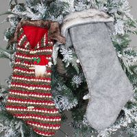 Hong Kong Love Plaid Christmas Stockings Knitted Candy Bag Christmas Tree Ornaments Socks Holiday Gift Bag Decoration Props main image 3