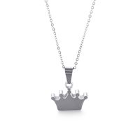 Titanium Steel 18K Gold Plated Fashion Crown Pendant Necklace main image 3