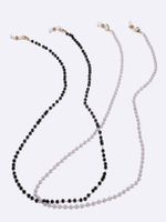 Simple Two-piece Chain Black White Pearl Glasses Mask Copper Chain Wholesale Nihaojewelry main image 3