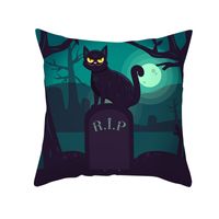 Halloween Cartoon Skull Cat Printing Sofa Peach Skin Pillowcase Wholesale Nihaojewelry main image 6