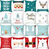 Christmas Cartoon Printing Sofa Cushion Peach Skin Pillowcase Wholesale Nihaojewelry main image 1