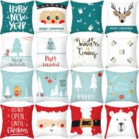 Christmas Cartoon Printing Sofa Cushion Peach Skin Pillowcase Wholesale Nihaojewelry main image 2