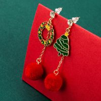 New Plush Ball Alloy Oil Dripping Snowman Christmas Boots Earrings Wholesale Nihaojewelry main image 4