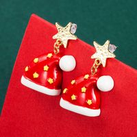 Christmas Series New Alloy Resin Bear Gift Box Earrings Wholesale Nihaojewelry main image 5