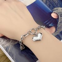 Titanium Steel Fashion Heart Shape Chain Lock Tag Bracelets Wholesale Nihaojewelry sku image 1