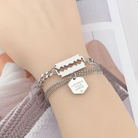 Titanium Steel Fashion Heart Shape Chain Lock Tag Bracelets Wholesale Nihaojewelry sku image 5