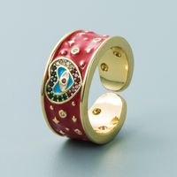 Creative Drop Oil Heart Eyes Copper Micro-inlaid Color Zircon Ring Wholesale Nihaojewelry sku image 1