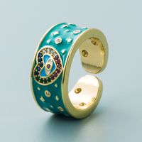 Creative Drop Oil Heart Eyes Copper Micro-inlaid Color Zircon Ring Wholesale Nihaojewelry sku image 2