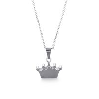 Titanium Steel 18K Gold Plated Fashion Crown Pendant Necklace sku image 1