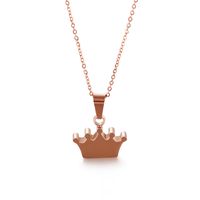 Titanium Steel 18K Gold Plated Fashion Crown Pendant Necklace sku image 3