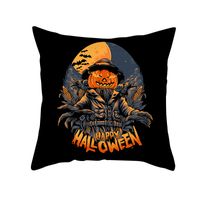 Halloween Cartoon Skull Cat Printing Sofa Peach Skin Pillowcase Wholesale Nihaojewelry sku image 1