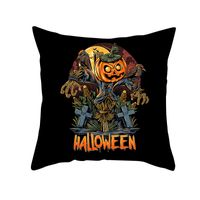 Halloween Cartoon Skull Cat Printing Sofa Peach Skin Pillowcase Wholesale Nihaojewelry sku image 3
