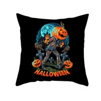 Halloween Cartoon Skull Cat Printing Sofa Peach Skin Pillowcase Wholesale Nihaojewelry sku image 7