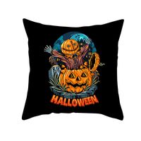 Halloween Cartoon Skull Cat Printing Sofa Peach Skin Pillowcase Wholesale Nihaojewelry sku image 8