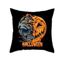 Halloween Cartoon Skull Cat Printing Sofa Peach Skin Pillowcase Wholesale Nihaojewelry sku image 9