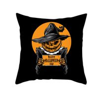 Halloween Cartoon Skull Cat Printing Sofa Peach Skin Pillowcase Wholesale Nihaojewelry sku image 12