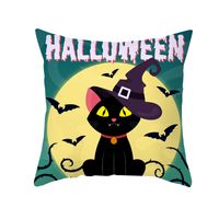 Halloween Cartoon Skull Cat Printing Sofa Peach Skin Pillowcase Wholesale Nihaojewelry sku image 36