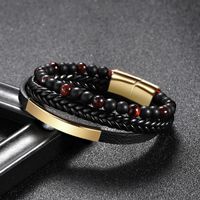 1 Piece Fashion Round Pu Leather Alloy Beaded Layered Patchwork Men's Bracelets sku image 1