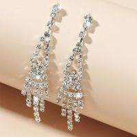 Korean Geometric Sparkling Diamond Long Earrings Wholesale Nihaojewelry main image 3