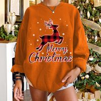 Round Neck Christmas Elk Plaid Print Long-sleeved Pullover Sweater Wholesale Nihaojewelry main image 4