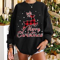 Round Neck Christmas Elk Plaid Print Long-sleeved Pullover Sweater Wholesale Nihaojewelry sku image 6