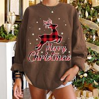 Round Neck Christmas Elk Plaid Print Long-sleeved Pullover Sweater Wholesale Nihaojewelry sku image 21