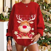 Round Neck Christmas Cartoon Elk Letter Print Long-sleeved Sweater Wholesale Nihaojewelry main image 6
