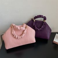 New Fold Cloud-shaped Solid Color Large-capacity Shell Bag Wholesale Nihaojewelry main image 6