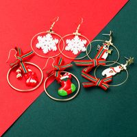 Christmas Series Ring Resin Boots Bow Snowflake Hat Earrings Wholesale Nihaojewelry main image 2