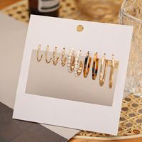 2021 New Creative Simple Fashion Retro Elegant Women's Jewelry Pearl Leopard Print Earrings 5-piece Set main image 5