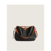 Fashion Contrast Color Soft Leather Single Shoulder Large Capacity Tote Bag Wholesale Nihaojewelry sku image 2