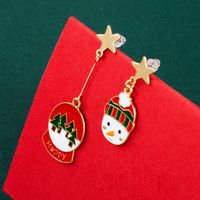 2021 New Christmas Series Holiday Gift Christmas Hat Christmas Boots Glass Ball Alloy Enamel Earrings Women sku image 1