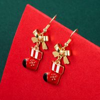 2021 New Christmas Series Holiday Gift Christmas Hat Christmas Boots Glass Ball Alloy Enamel Earrings Women sku image 3