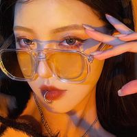 Fashion Geometric Double Beam Transparent Yellow Lens Sunglasses Wholesale Nihaojewelry main image 3