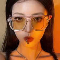 Fashion Geometric Double Beam Transparent Yellow Lens Sunglasses Wholesale Nihaojewelry main image 4