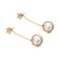Korean Five-pointed Star Heart-shaped Pearl Earrings Wholesale Nihaojewelry sku image 2
