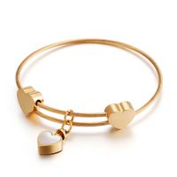 Heart 18K Gold Plated No Inlaid Shell Titanium Steel Wholesale sku image 9