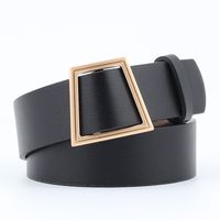 Fashion Woman Leather Metal Trapezoidal Buckle Belt Strap For Dress Jeans Nhpo134104 sku image 2